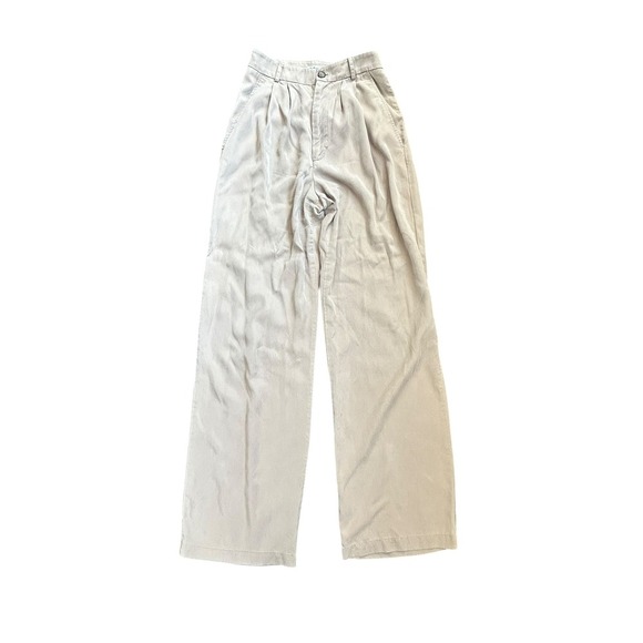 Reformation Mason Khaki Trousers High Waist Pleated Wide Leg Career Pants Size 0 - Picture 7 of 12